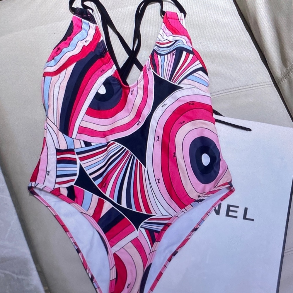 Emilio Pucci Pink Black Multicolor Graphic Print Bodysuit - Picture 7 of 10